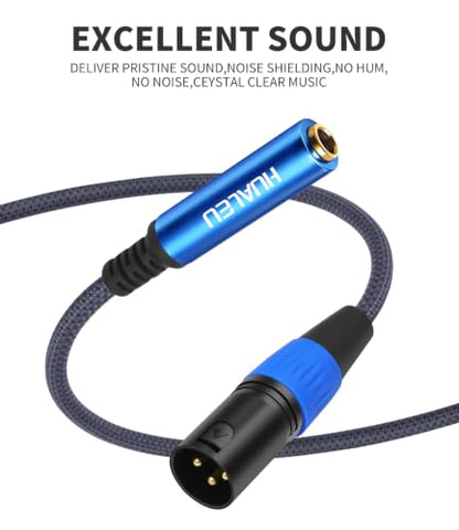 1Ft 6.35 1/4 TRS Female to 3Pin XLR Male Balance Adapter-2Pack Blue - color: 1/4 F to XLR M/Blue