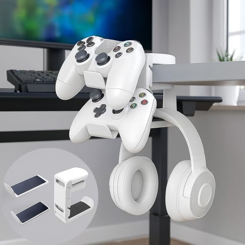 Rotating Headphone Stand with 360° Swivel - Adjustable Clamp-on Under Desk Headset Holder, Universal Gaming & Office Headphone Hanger (Pink) - color: Pink