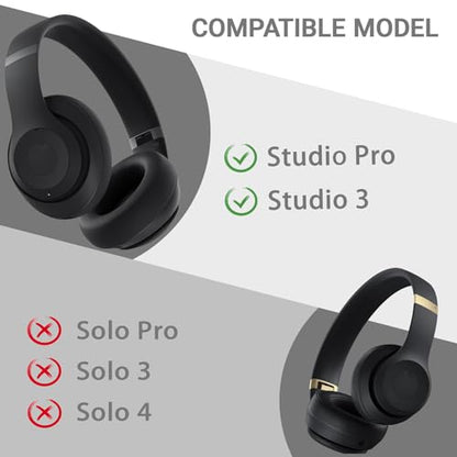 Studio Pro Headband & Hinge Replacement for Beats Studio Pro Headphone, Durable Repair Kit Metal Folding Hinge Headband Parts Set（Black）
