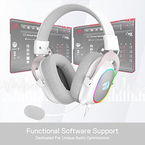 Redragon H510 Zeus-X RGB White Wired Gaming Headset - 7.1 Surround Sound - 53MM Audio Drivers in Memory Foam Ear Pads w/Reliable Fabric Cover- Multi Platforms Headphone - USB Powered for PC/PS4/NS | Gaming Headset Surround Memory Foam Ear Pads Fabric Cove