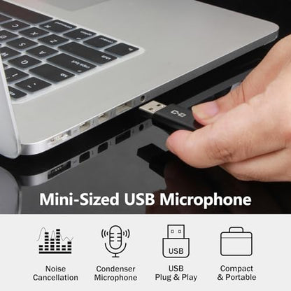 Mini USB Microphone for Laptop & Desktop, Plug-and-Play | High-Sensitivity USB Mic for Clear Voice Pickup, Compact and Portable, Ideal for Work and Study
