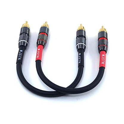 WJSTN-020 RCA to RCA Audio Cable, 1RCA Male to 1RCA Male Stereo Audio Cable Converter, Digital Stereo Audio Cable for subwoofer, Home Theater, high-Fidelity Audio-Double Shielding-2 Pack (4IN) - size: 4IN