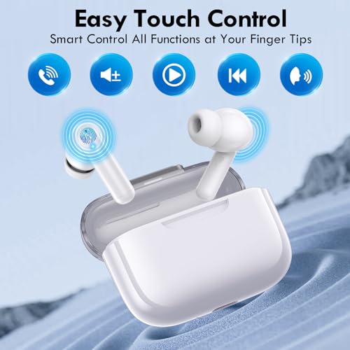 kurdene Wireless Earbuds, Bluetooth 5.3 in Ear Buds Light Weight Headphones with Deep Bass Sound,48 Hours Playtime Headset,Clear Calls Earphones with Mics for Sports Workout White - color: White
