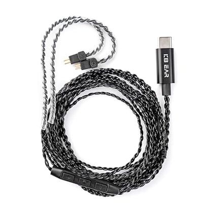 keephifi 1.5m/5ft CX01 2PIN USB C IEM Cable with Mic | Upgraded OFC Headphone Cable Earbuds Wire for Moondrop blessing/Aria; Truthear Hexa/Zero; Simgot EW100P - color: Black