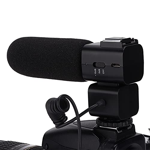 FLEXMAN Interview Shotgun Microphone, Single Soundtrack Supercardioid Camera Microphone with Cold Shoe Mount, Universal Professional Video Microphone for Interviews Broadcasts