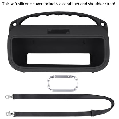 co2CREA Soft Silicone Case for Bose SoundLink Flex 2nd Gen, Black | Skin-Friendly Handle, Adjustable Shoulder Strap, Crossbody Carrying, Aluminum Carabiner, Lightweight - color: Black Case