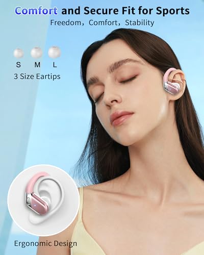 Ear buds Wireless Earbuds, 2026 Bluetooth 5.4 headphones Sport 50 Hrs | Noise Cancelling Running Headphones, Over Ear Earbuds with Ear Hooks, Bluetooth Earphones with IP7 Waterproof for Android/iOS - color: Rose Gold-02