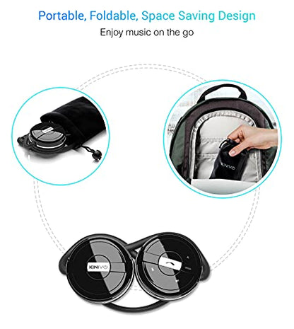Kinivo BTH240 Bluetooth Headphones On-Ear, Wireless Music, Calling, Mic | Sports Running Headphones (Hands-Free Calling, Built-in Mic, Foldable, Travel Bag) Bluetooth Headset for running gym workout - size: BTH240