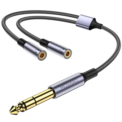 MOSWAG 1/4 inch TRS to Dual 1/8 Female Y Cable,6.35mm to Dual 3.5mm Female | Y Splitter Cable, 1/4 Inch to Dual 1/8 Inch Headphone Adapter Compatible Headphones etc