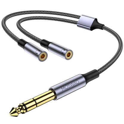 MOSWAG 1/4 inch TRS to Dual 1/8 Female Y Cable,6.35mm to Dual 3.5mm Female | Y Splitter Cable, 1/4 Inch to Dual 1/8 Inch Headphone Adapter Compatible Headphones etc