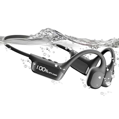 Swimming Headphones,IPX8 Underwater Swimming Headphone with LED Display,Bone Conduction Swim Headphone Built-in 32G Memory MP3 Player,Open Ear Earphones for Running Cycling