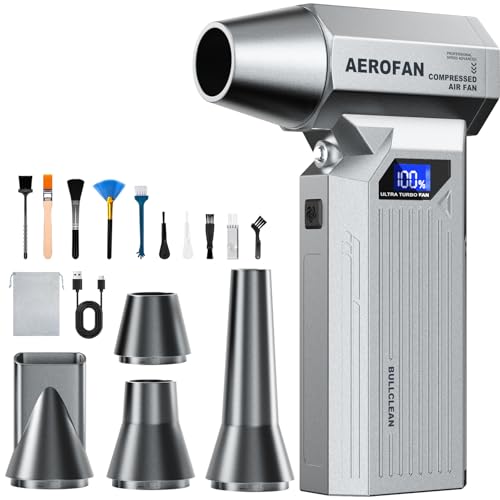 Compressed Air Duster, 160000RPM Cordless Electric Air Duster, LED Light | 4-Gear Adjustable Computer Blower Duster, Mini Hand Turbo Jet Fan, Rechargeable Air Gun for PC/Keyboard/Car/Home/Outdoor