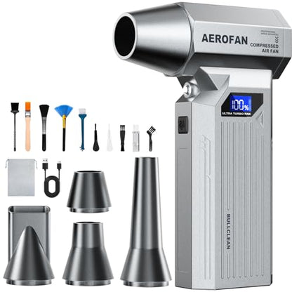Compressed Air Duster, 160000RPM Cordless Electric Air Duster, LED Light | 4-Gear Adjustable Computer Blower Duster, Mini Hand Turbo Jet Fan, Rechargeable Air Gun for PC/Keyboard/Car/Home/Outdoor