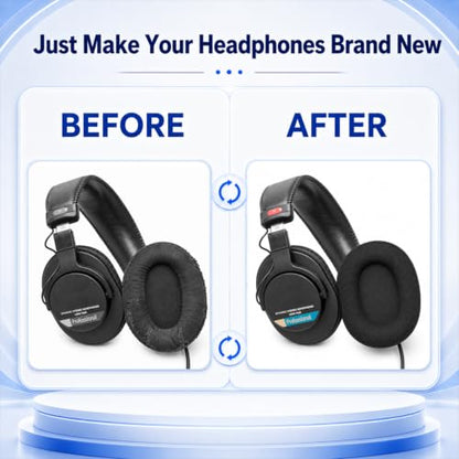 Replacement Ear Pads for Sony MDR-7506 MDR-V6 MDR-V7 MDR-CD900ST Headphones, Mesh Fabric Earpads Cushions with Memory Foam, Extra Thick Ear Cups for Studio Monitor Headset, 1 Pair-Black