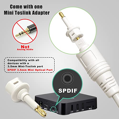 20 Foot White Optical Audio Cable, Slim Optical Cable, Toslink Digital Audio Cable, Fiber Optic Audio Cable, Optic Cable for Sound Bar/TV/PS4/Xbox - color: White, size: 20 ft
