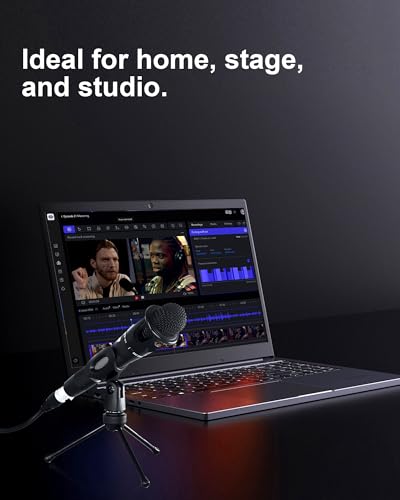 Desk Microphone Stand with Mic Clip Holder, Foldable Tripod with Non-slip Feet Adjustable Desktop Mic Stand, Ideal for Podcast, Online Chat, meetings with dynamic mics Like SM58 57 PGA48 etc.