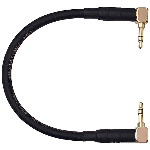 CNCESS Short Audiophile Audio Cable 3.5mm TRS, 6 Inches | Right Angle Male To Male