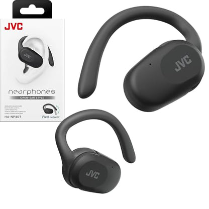 JVC nearphones Open Ear True Wireless Headphones with Pivot Motion Mecanism, 16mm Large Drivers Sound, Single Ear use, BT 5.4, Long Battery Life (up to 26 Hours) - HANP40TB (Black) - color: Black