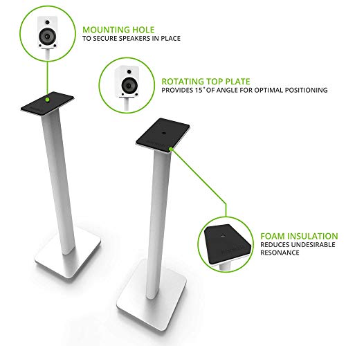 Kanto REN MW Bluetooth Powered Bookshelf Speakers - Matte White Pair SP26PLW 26" Fixed-Height Stands for Bookshelf Speakers - White Pair (2024) - size: REN MW, style: SP26PLW