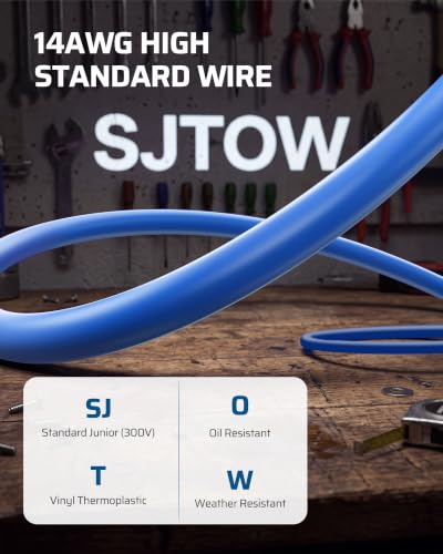 DEWENWILS 25FT Retractable Extension Cord Reel, 3-Outlet,14/3C SJTOW Cable - color: 25 Ft 14awg Blue