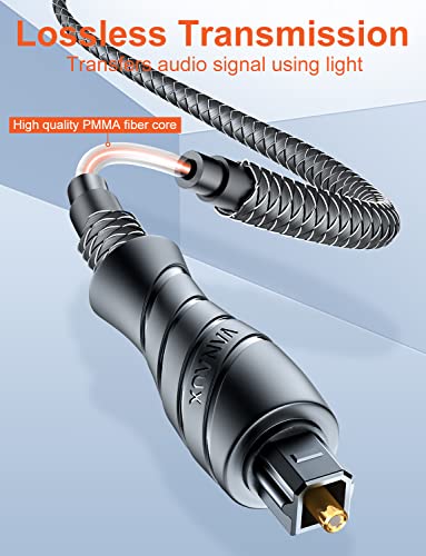 VANAUX Optical Digital Audio Cable, Toslink Cable [PMMA Fiber Optic Braided Jacket] S/PDIF Male to Male Cord for Hi-Fi Sound Bar,Home Theater,TV,PS4,Game Console (10ft/3m) - size: 10 ft