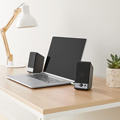 Amazon Basics USB-Powered Computer Speakers with Volume Control for Desktop or Laptop PC, Compact Size, Headphone Jack, Portable, Plug-N-Play, Black - size: 1-Pack, style: USB