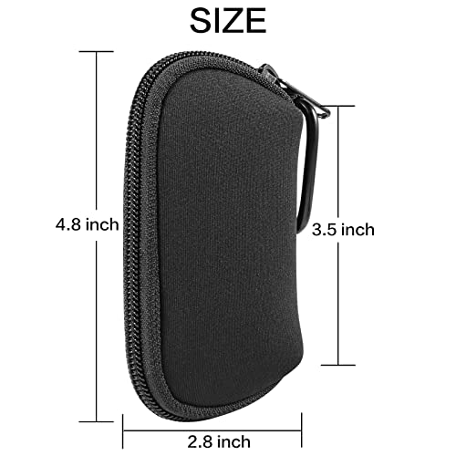 Earphones Carrying Case Headphone Organizer Shock Proof Neoprene Mini Earbud Pouch for AirPods, Galaxy Buds, Bluetooth Earpiece Storage Bag Coin Purse with Zipper Closure & Carabiner Clip (Black) - color: Black