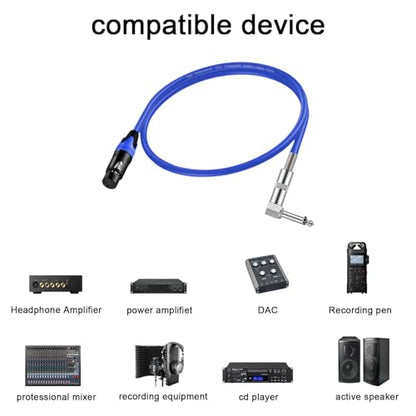 (2PACK / 3.3 FT) XLR Female to 1/4 TS Right Angle,1/4 TS Right Angle to XLR Female Micphone Cable, for Micphone Mixer、Instruments - size: 3.3 FT