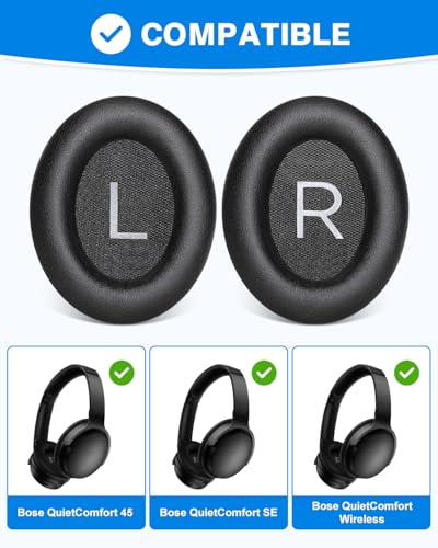 Link Dream Ear Pads for Bose QuietComfort 45 Headphone -Black