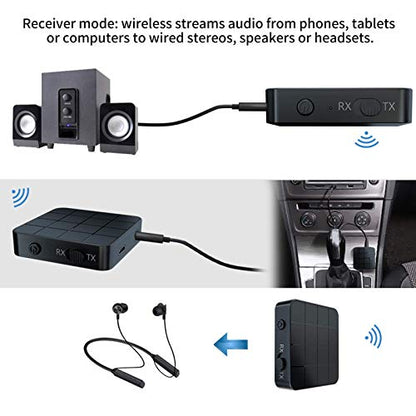 KN321 Wireless Bluetooth 5.0 Audio Transmitter Receiver, 2 in 1, TV Computer Adapter, Audio Transmitter and Receiver one Key Switch, high Compatibility