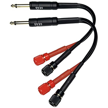CNCESS Solderless 1/4-Inch TS Plug to Banana Adapter Terminal, 2 Pack | 6.35mm, Binding Post