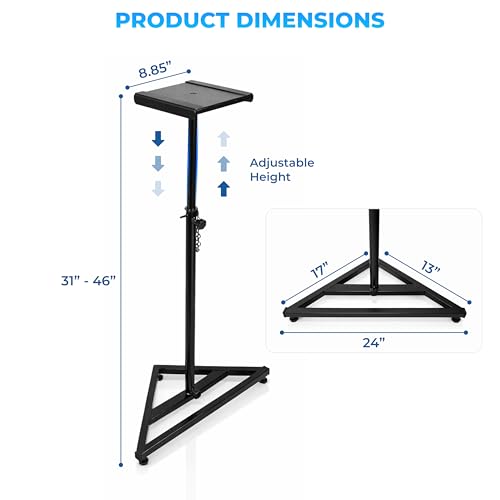 Speaker Stand Pair, Height Adjustable 31"–46" Floor Speaker Stands, Black