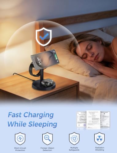 Magnetic Wireless Charger for Samsung, 3 in 1 Super Fast Charging Station Compatible with MagSafe, Phone Charger Stand for Samsung Galaxy S26 Ultra S25 Z Fold/Flip 7, Watch Ultra 8 7 6, Buds 4/3 Pro - color: Black Carbon