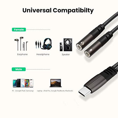 LecLooc USB C Microphone Adapter, USB C to 3.5mm Combo 3.5mm Hi Fi Audio & Mic Jack Splitter Compatible with iPhone 16 15 Pro Max/15 Pro/15 Plus,iPad Pro/Air, MacBook, Pixel 9 8 7, Galaxy S24 23 S22