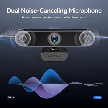 DEPSTECH 4K Webcam, Ultra HD 1/2.55'' Sony Sensor 3X Digital Zoom Autofocus | Dual Noise-Canceling Microphones, Remote Control, 80° FOV, Streaming Webcam for PC Mac Laptop Video Call Zoom Skype Teams