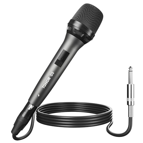 TONOR Professional Vocal Microphone for Singing, Dynamic Wired Karaoke Mic | Handheld Cardioid Microfono with 450 cm/157inch XLR to 1/4" Cable, for Speakers, Studio Mixer, Amp, for Speech, Party, D5