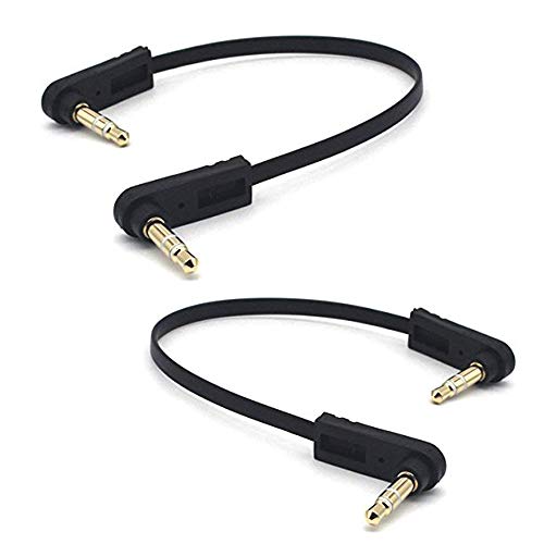 3.5mm Male Stereo Audio Flat Cable, 15cm, 2 Pack, Dual 90 Degree Angle Jack, 1/8" TRS Plug Headphone AUX Cord - color: Double Angle