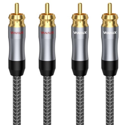 VANAUX Auidophile 2RCA Male to 2RCA Male Stereo Audio Cable, 75Ω OFC Subwoofer Cable,Digital Coaxial Cord for Home Theater, HDTV, Hi-Fi Systems(2ft/0.6m-2PACK) - size: 2ft/0.6m, style: Male to Male-2PACK