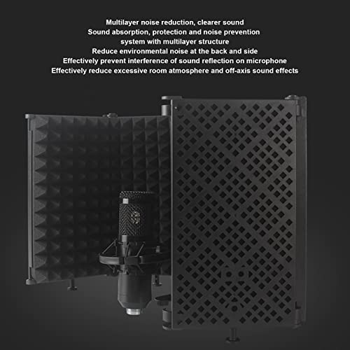 Microphone Isolation Foldable High Density Mic Portable Soundproof Studio Mic Sound Absorbing Foam Reflector for Recording Podcasts Singing and Broadcasting