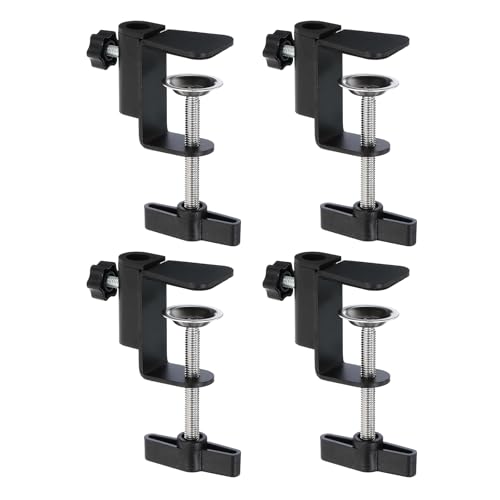 PATIKIL 0.47" Hole Dia. Desk Clamp, 4 Pcs Universal C-Clamp Base with Adjustable Screw for Microphone Mic Arm Table Lamp Mount Holder, Black - color: Black