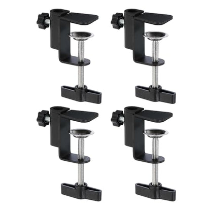 PATIKIL 0.47" Hole Dia. Desk Clamp, 4 Pcs Universal C-Clamp Base with Adjustable Screw for Microphone Mic Arm Table Lamp Mount Holder, Black - color: Black