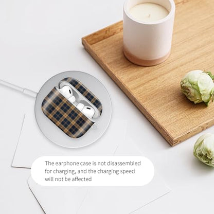Compatiable for AirPod Pro 2nd/1st Generation Case,Lightweight & Durable Resistant Hard Case with Keychain,Stylish Design AirPod Case Cover for Women(Navy Blue Plaid) - color: Navy Blue Plaid