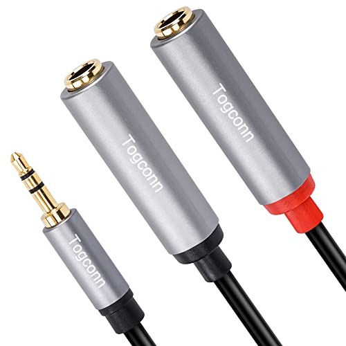 1/8 Inch to Dual 1/4 Inch Audio Y-Splitter Cable 0.6 Feet,3.5mm TRS Stereo Male to 2 X 6.35mm TS Mono Female Y Splitter Audio Cord Adapter Converter for Phone, PC, Speaker, Home Stereo System, Mixer - size: 1 Pack, style: 3.5(male) to dual 6.35(female)