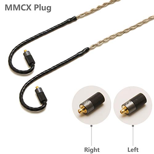 MMCX 6N Single Crystal Silver 2.5mm/4.4mm Balance Earphone Upgrade Cable for SHURE SE846 SE535 Xelento Remote t8ie t9ie UE900S IT04 DK4001 Andromeda Vega JVC FW001 FW002 (3.5mm Plug) - size: 3.5mm Plug