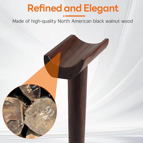 Wood Headphone Stand Headset Stand for Deak Universal Headphone Holder with Storgae Base Handcrafted Desk Organizer for Gaming Headsets(Black Walnut)