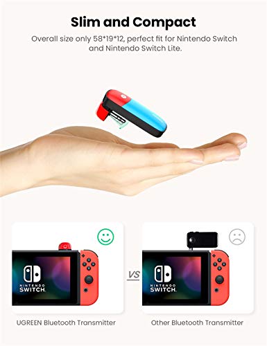 UGREEN Bluetooth 5.0 Transmitter Compatible for Nintendo Switch Switch Lite 3.5mm Audio Adapter with APTX Low Latency Supports Wireless Bluetooth Headphones and Speakers