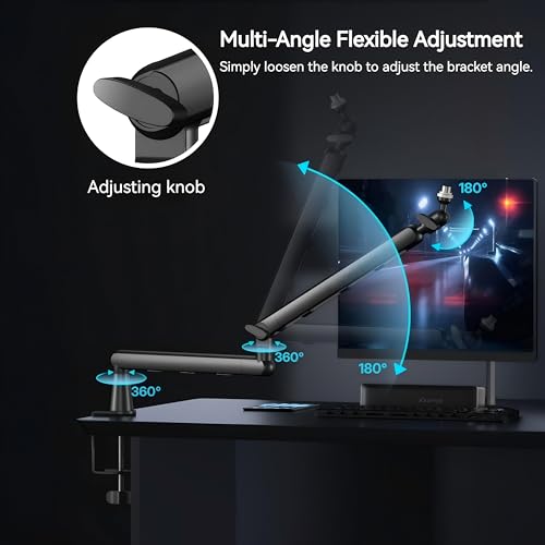 Dual Microphone Boom Arm Stand with Desk Clamp Mount, 2KG Load Capacity, Cable Management, Adjustable Articulating Arm, Black