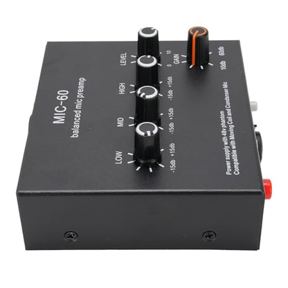60dB Gain Microphone Preamp, Studio Quality Sound, 48V Power, 3 Channel Input, XLR Output, Line Out, for SM7B, with 48V Power, for 55SH (With XLR Cable) - size: With XLR Cable