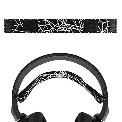 Geekria Flex Fabric Headband Pad Compatible with SteelSeries Arctis 5, Arctis 3 Headphones, Replacement Band Repair Part (Black + White) - color: Black + White