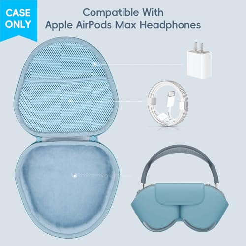 khanka Hard Carrying Case for Apple AirPods Max 2/Apple AirPods Max Wireless Over-Ear Headphones,Light Blue Case - color: Light Blue